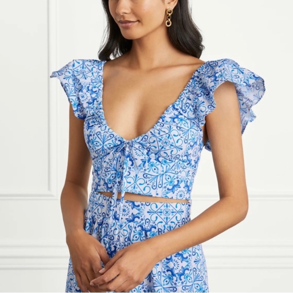 NWT Hill House Home Alexa Top in Blue Mosaic